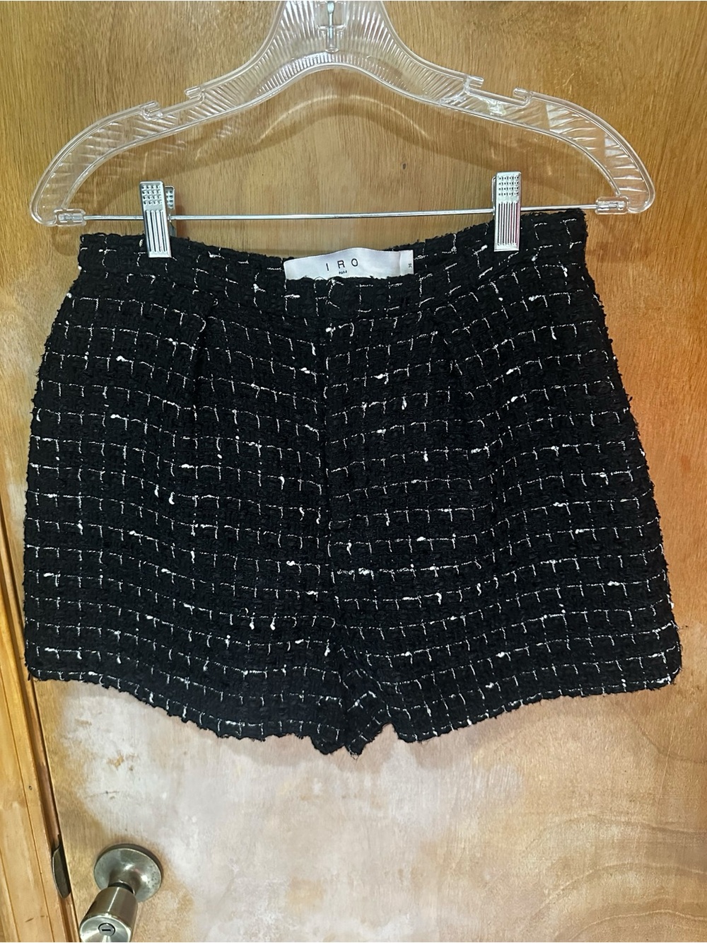 IRO Paris Azalee Tweed Boucle Shorts Black White Metallic Details FR 36/US 4 EUC - Picture 4 of 10
